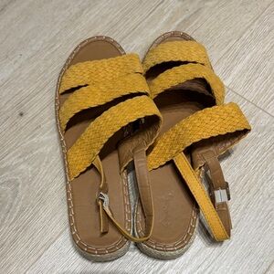 Qupid Yellow Braided Sandals
